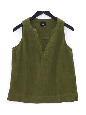 Echo Olive Cotton Gauze Sleeveless Top  | S | NWOT